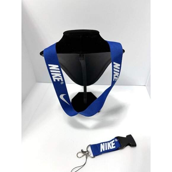 Nike Blue White Lanyard Detachable Clasp Keychain Holder ID Badge Strap New - Picture 6 of 7